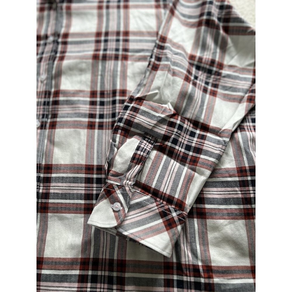 BARBOUR Bethwin Long Sleeve Button Up Shirt White Cloud Check Plaid Women Sz 14 - Picture 10 of 14
